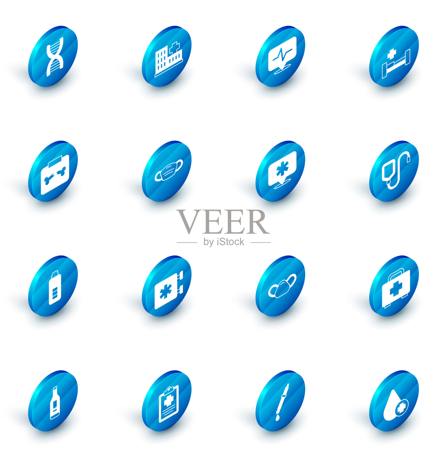 设置医院大楼心率床x光片插画图片素材