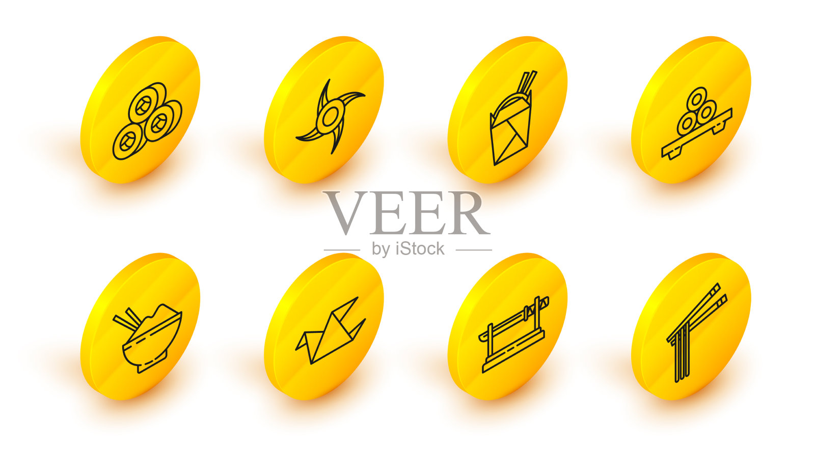 摆好亚洲传统的面条和筷子插画图片素材