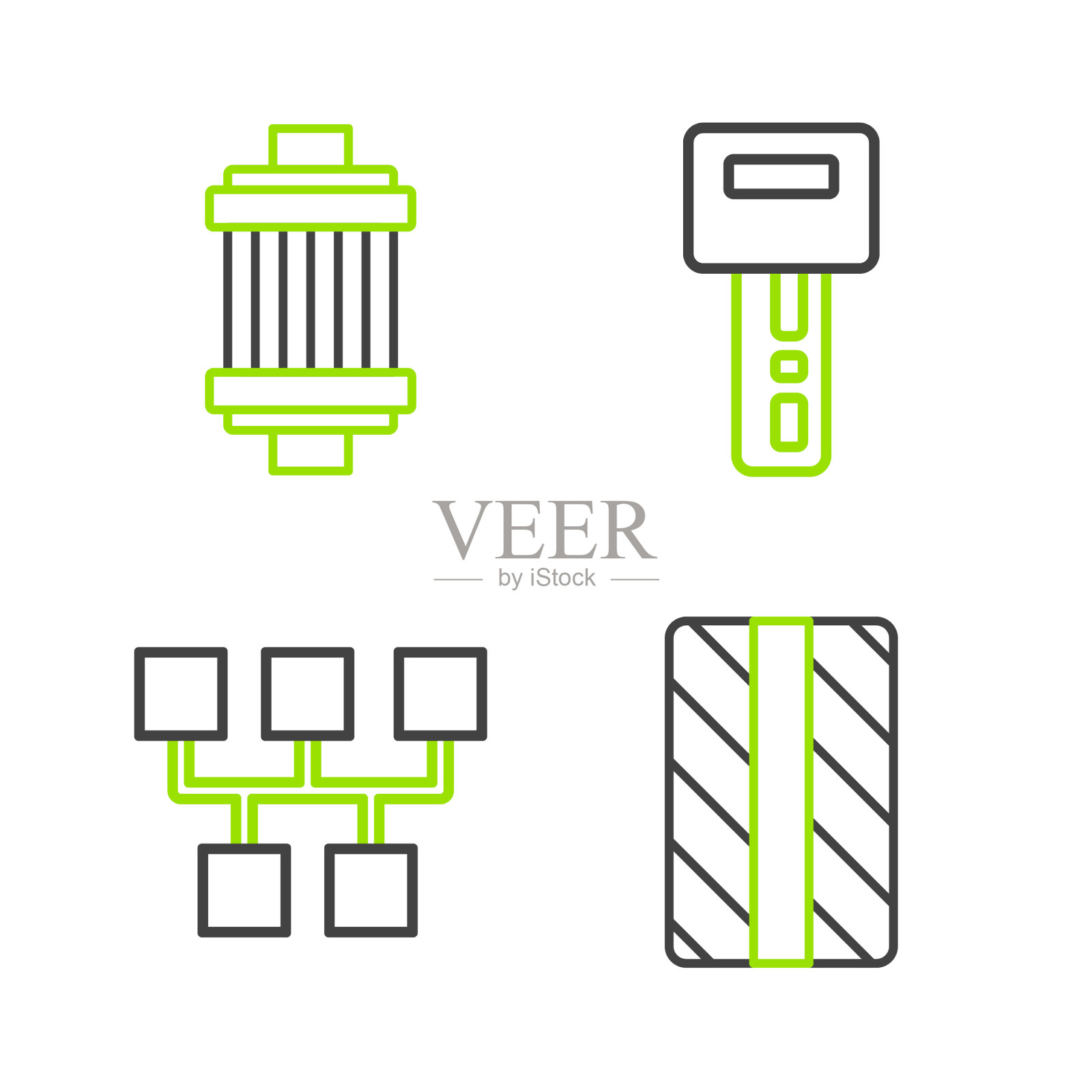 设置线车轮胎轮毂换挡键带插画图片素材