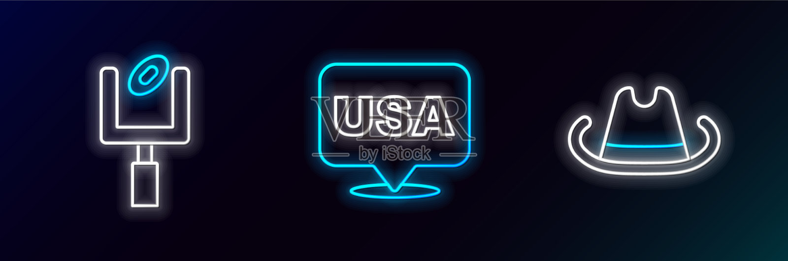 设定西部牛仔帽美式足球插画图片素材