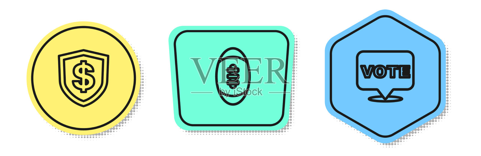 设置线盾与美元美式足球插画图片素材