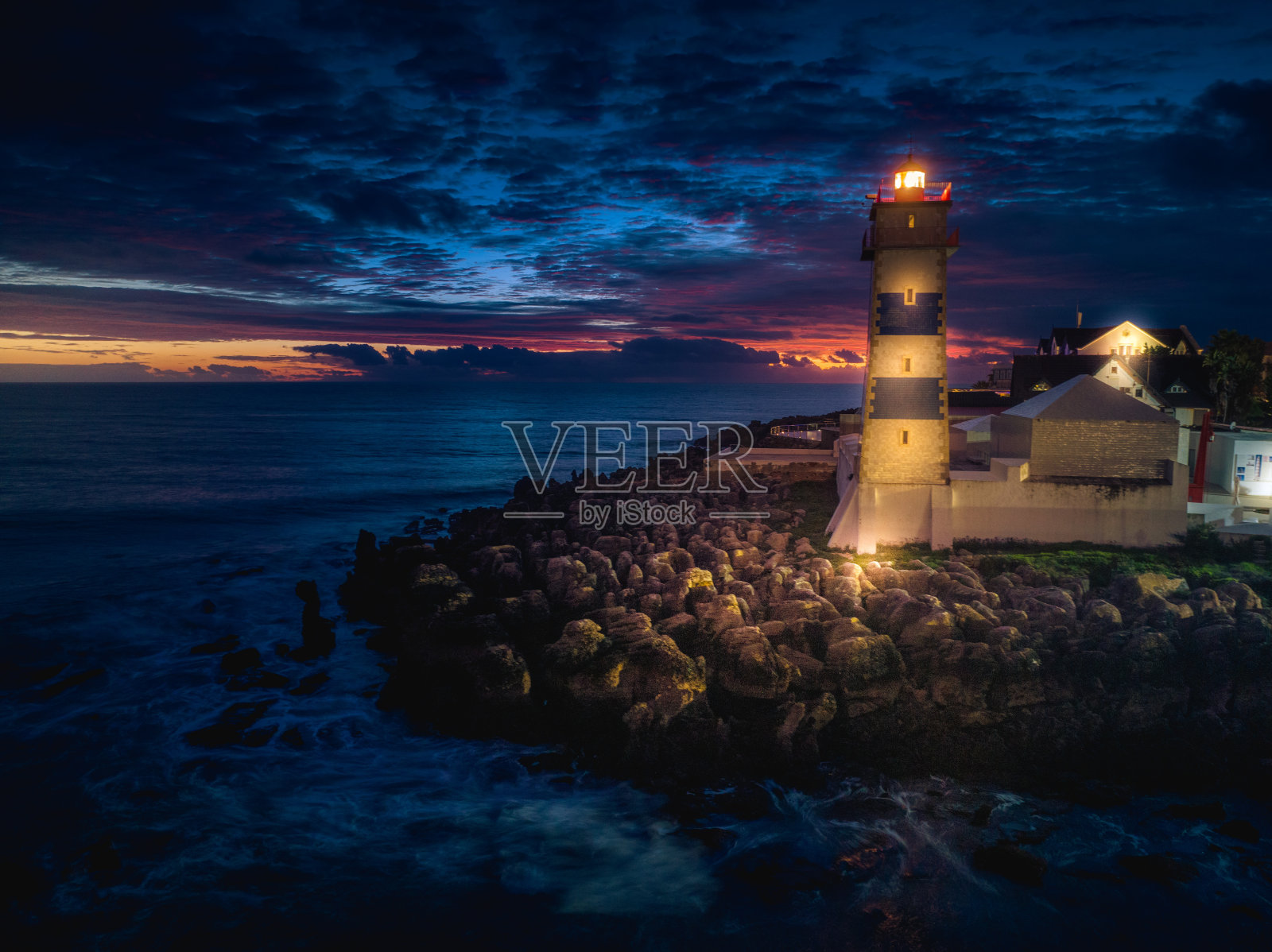 卡斯凯斯灯塔的无人机图像照片摄影图片