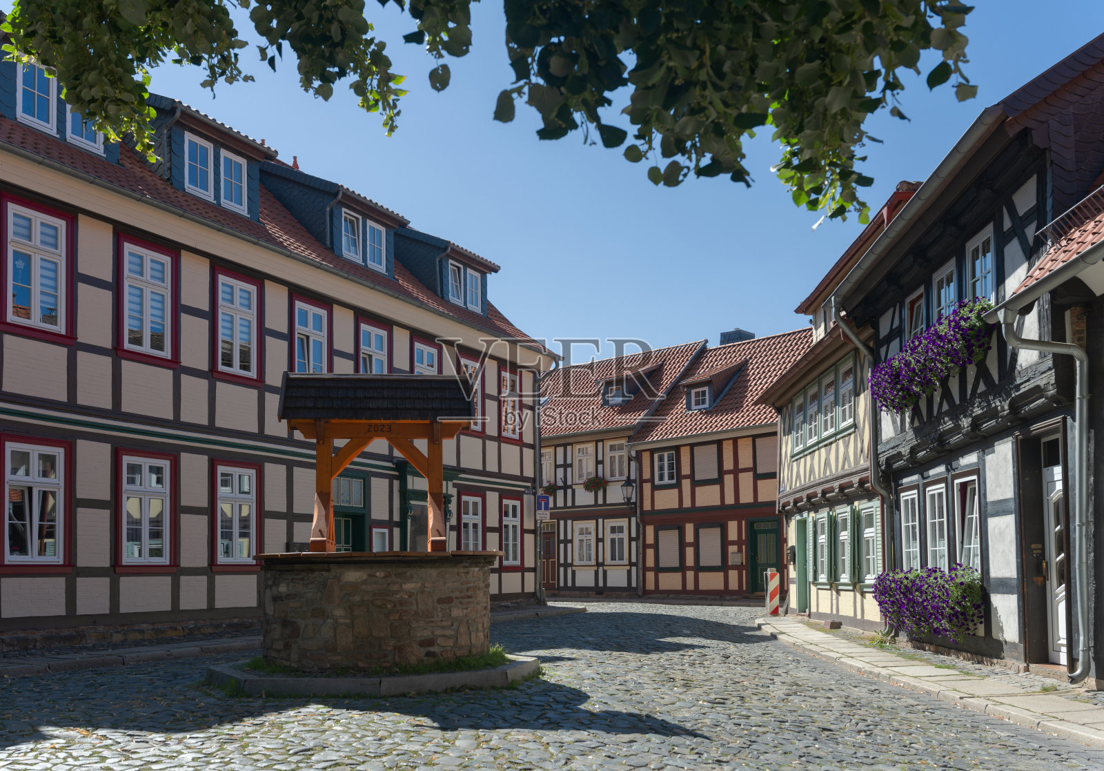 韦尼格罗德历史街区的半木结构房屋照片摄影图片