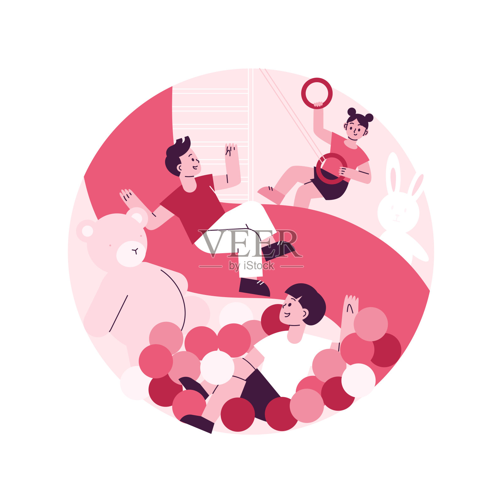 游戏室的孩子抽象概念矢量插图。插画图片素材