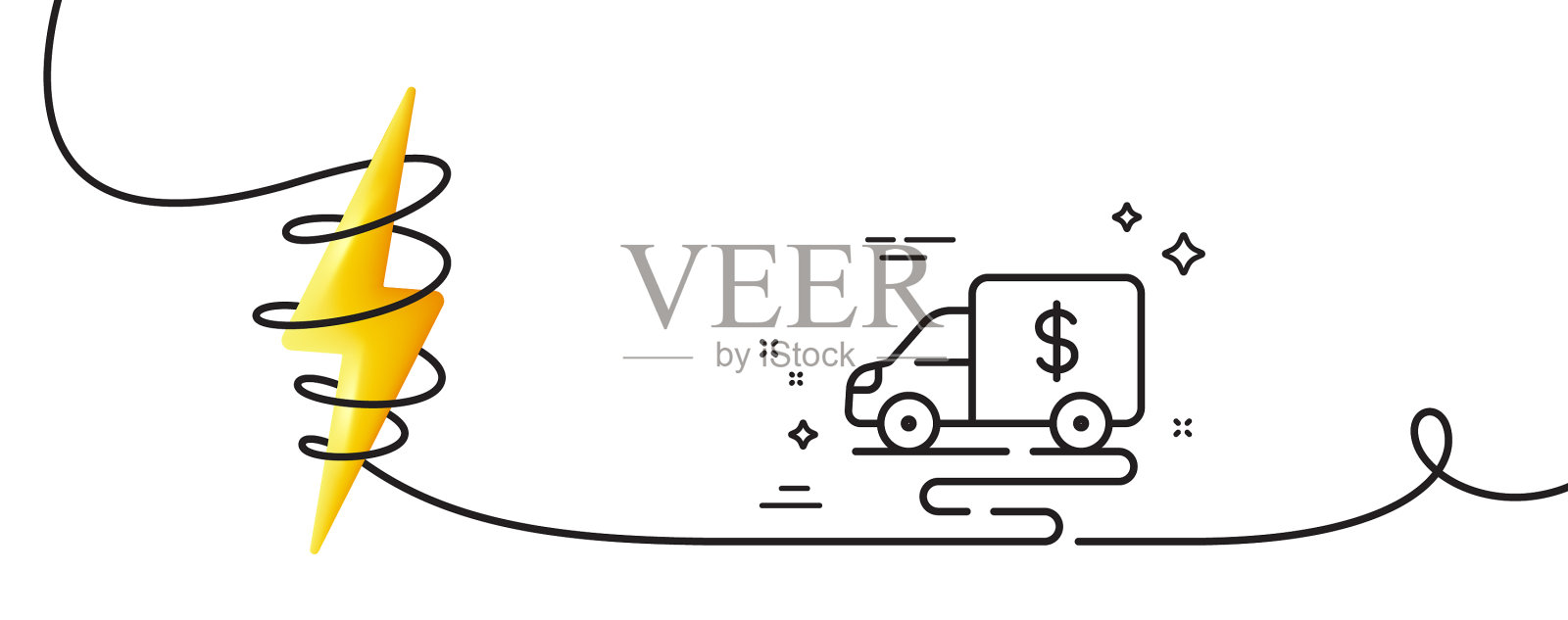 现金运输线图标收钱卡车标志插画图片素材