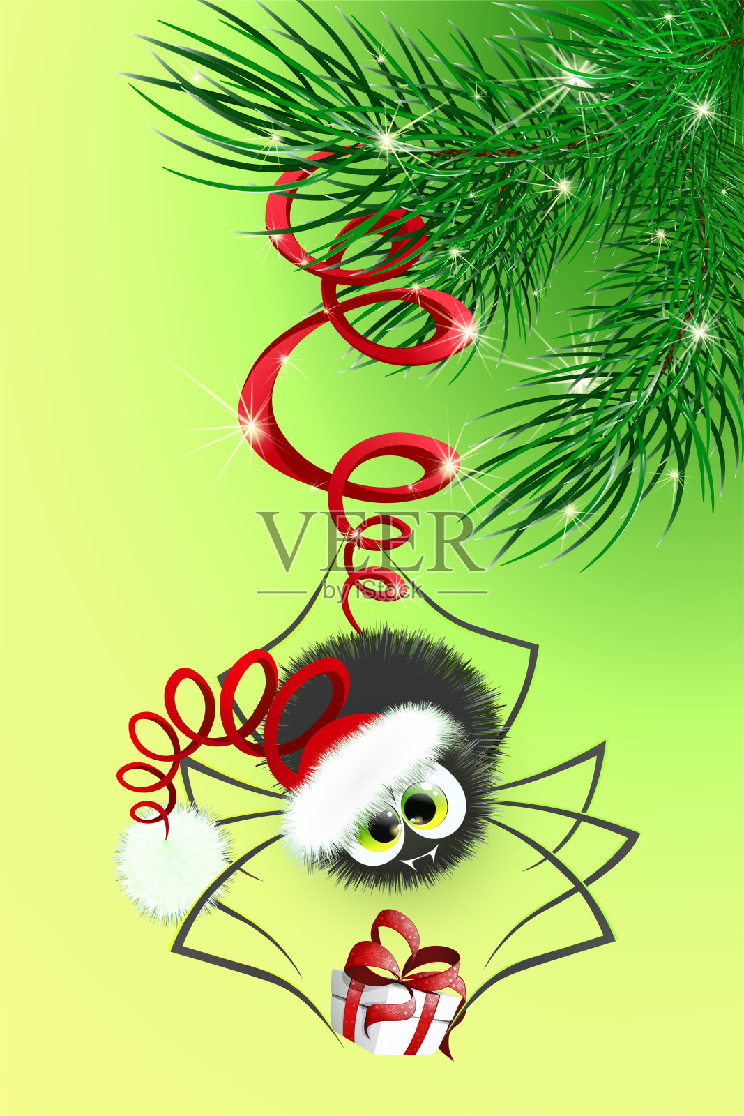 蜘蛛圣诞老人带着圣诞礼物插画图片素材