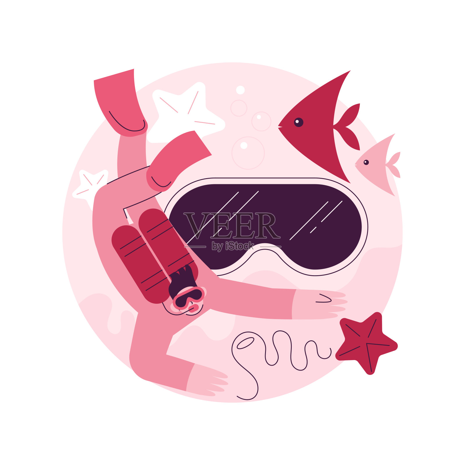 水肺潜水抽象概念矢量插图。插画图片素材