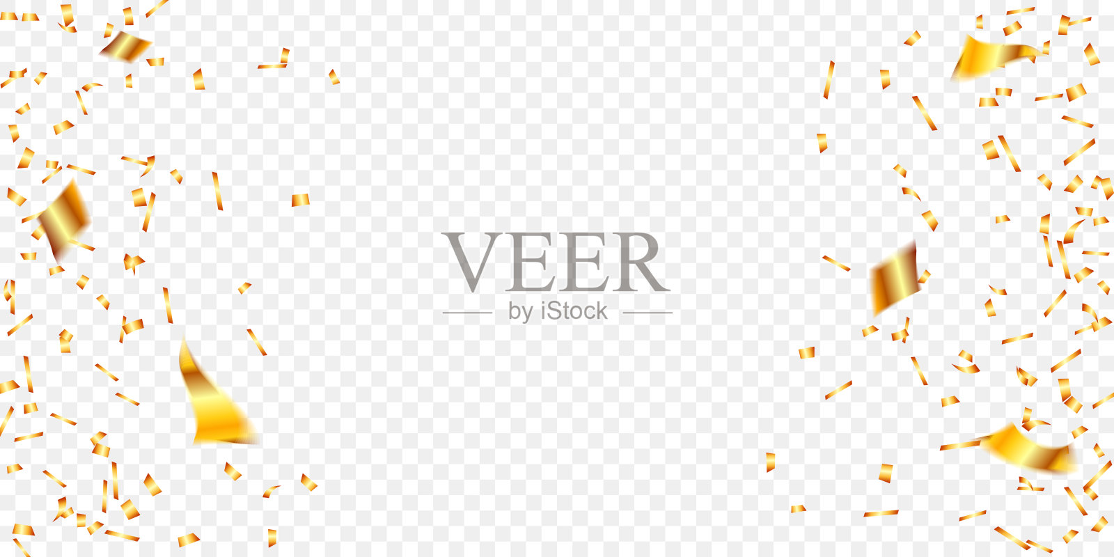 闪亮的金色五彩纸屑PNG落在透明的背景,节日,生日插画图片素材