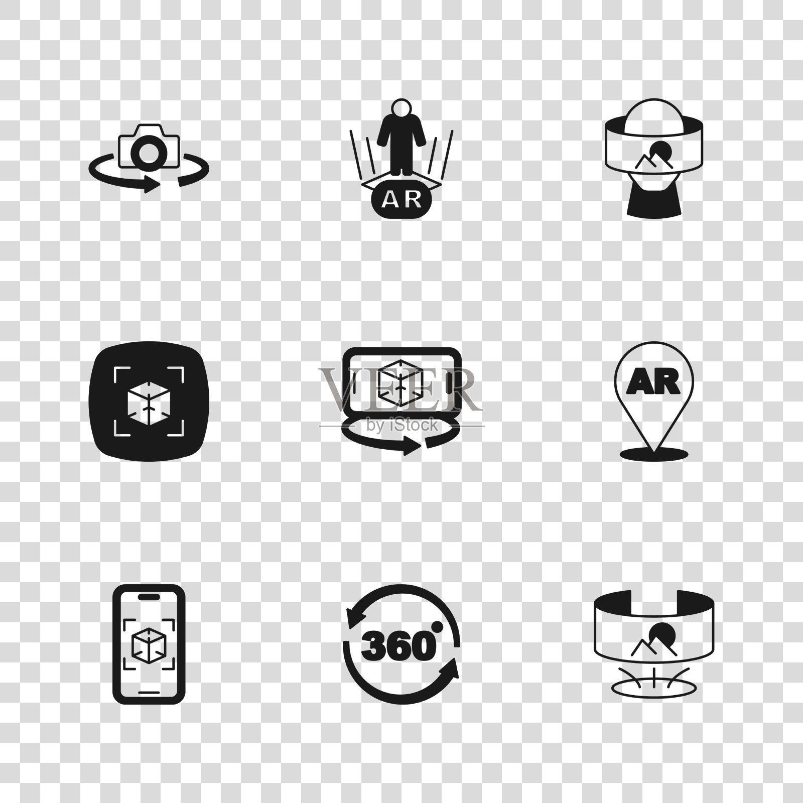 设置360度视图增强现实为3d插画图片素材