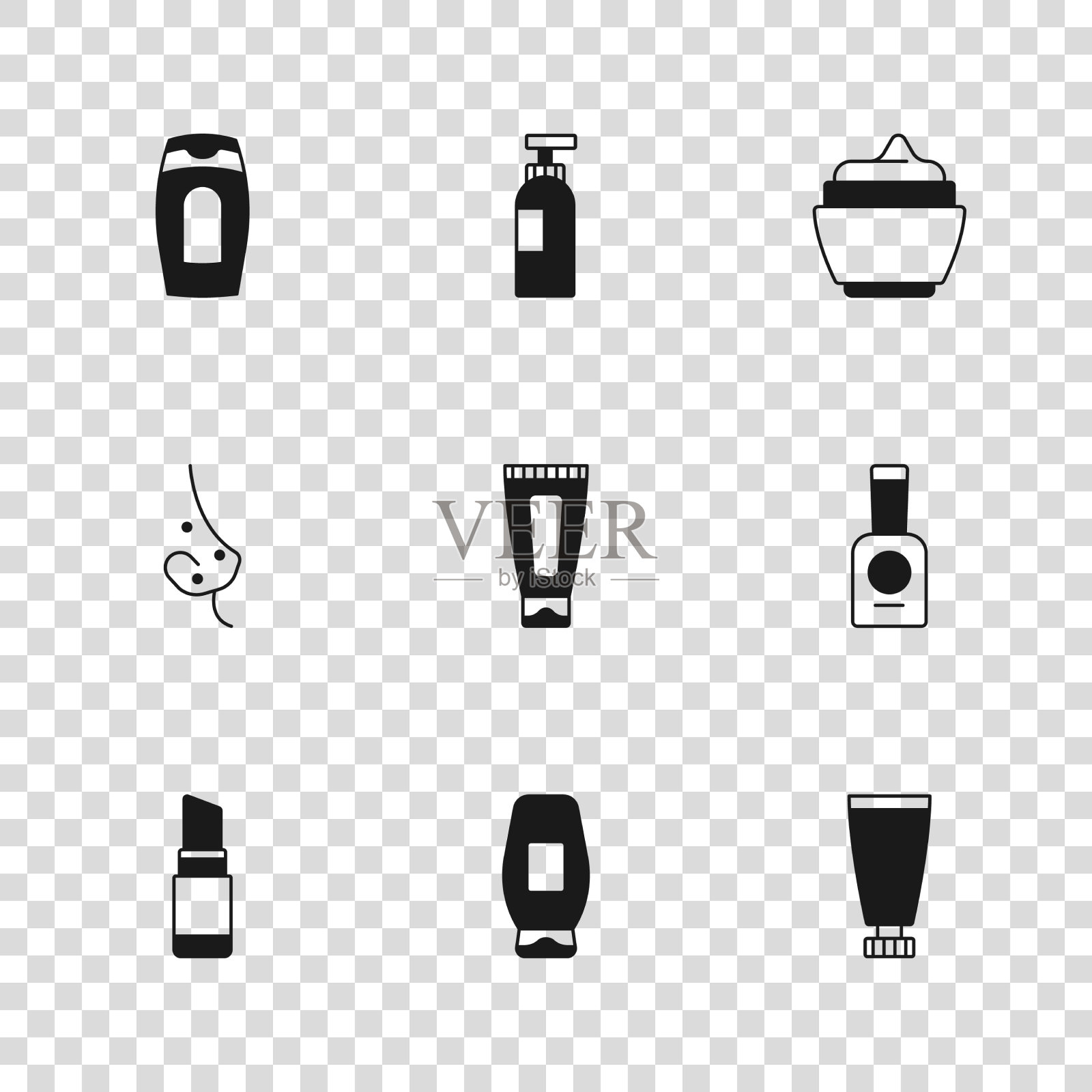 固定一瓶洗发水、指甲油、面霜或乳液插画图片素材