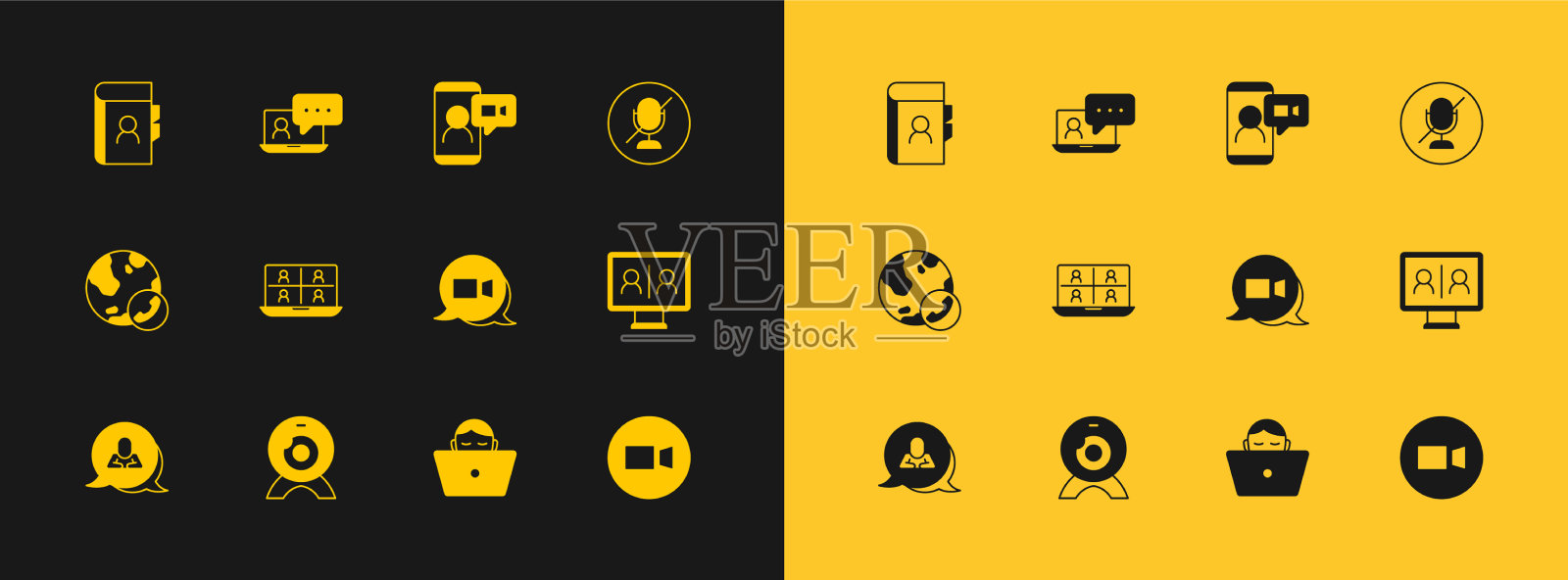 设置静音麦克风网络摄像头视频聊天插画图片素材