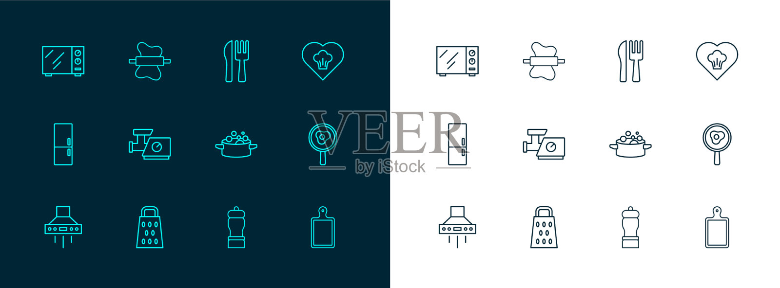 设线厨师帽磨碎锅椒插画图片素材