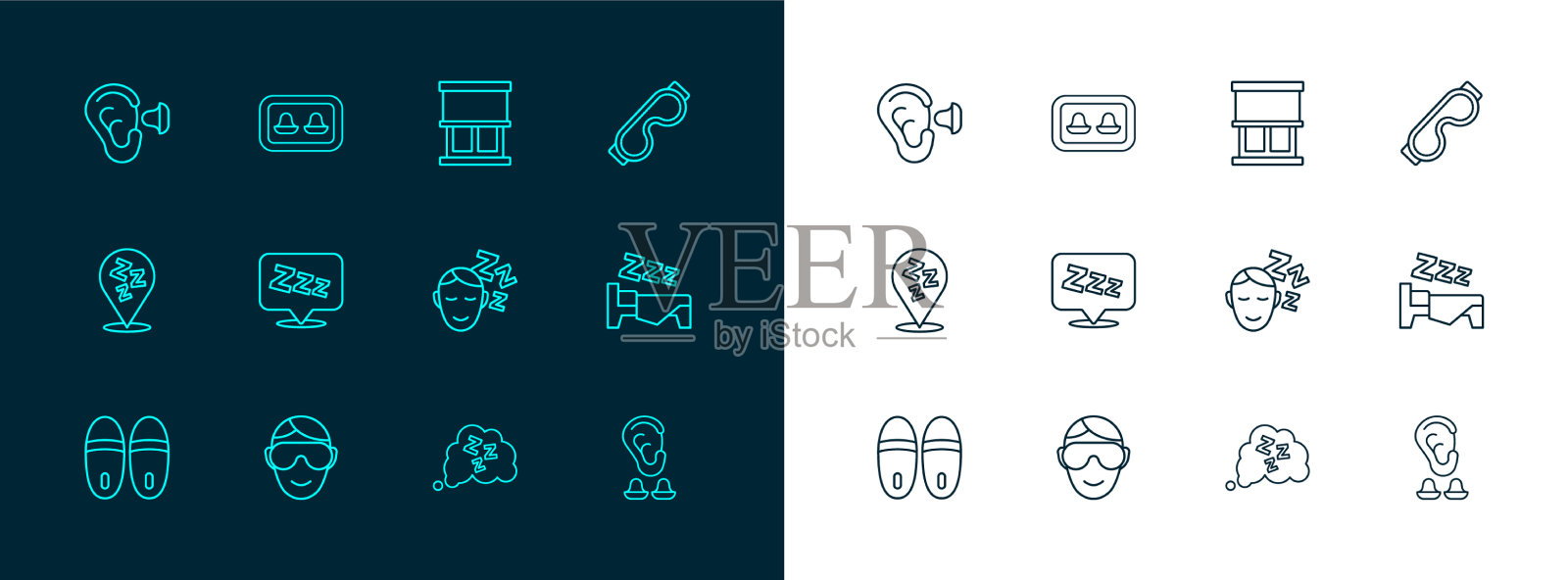 设置线眼睡眠眼罩梦困窗用插画图片素材