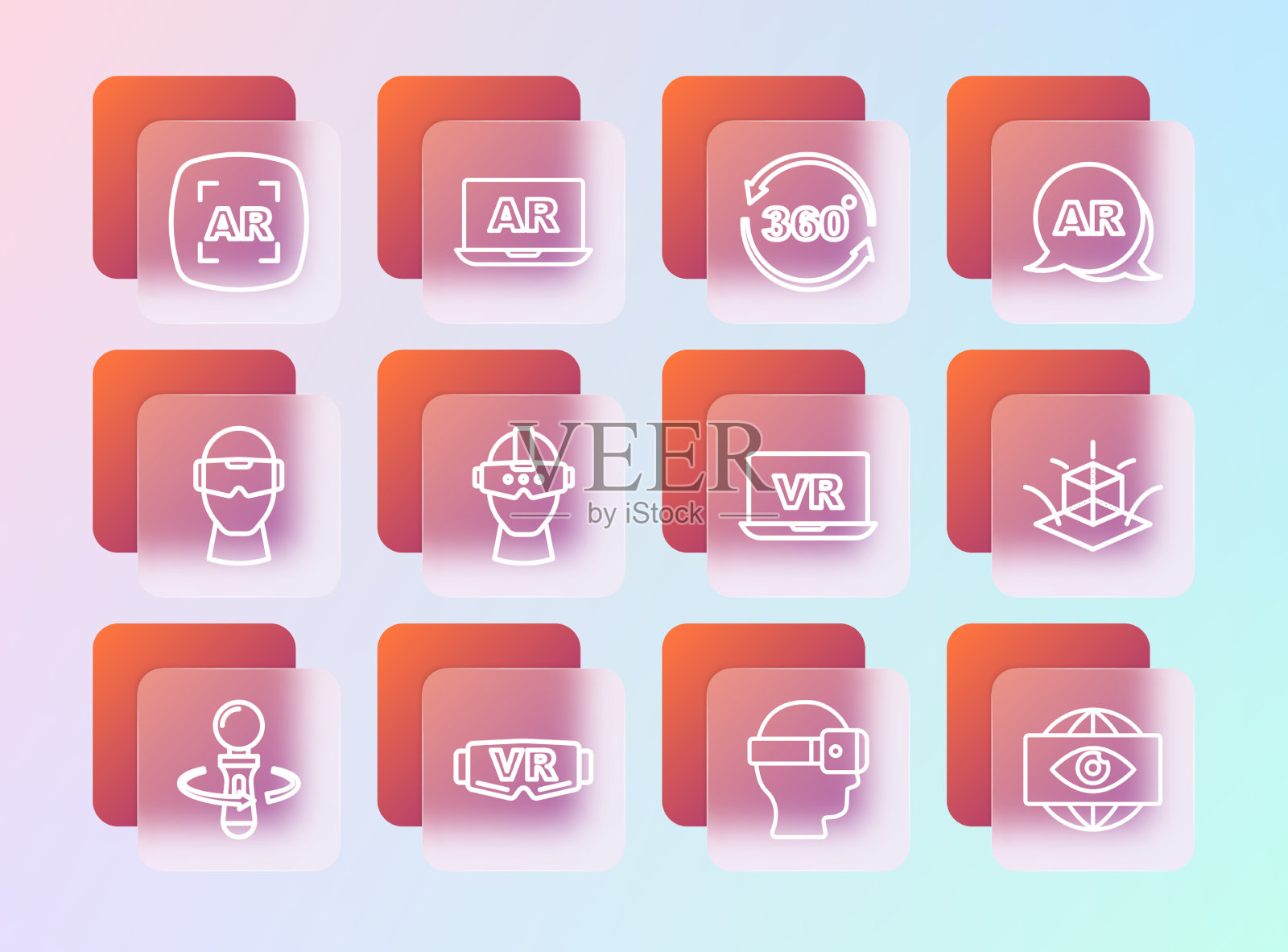 Set line增强现实360虚拟眼镜插画图片素材