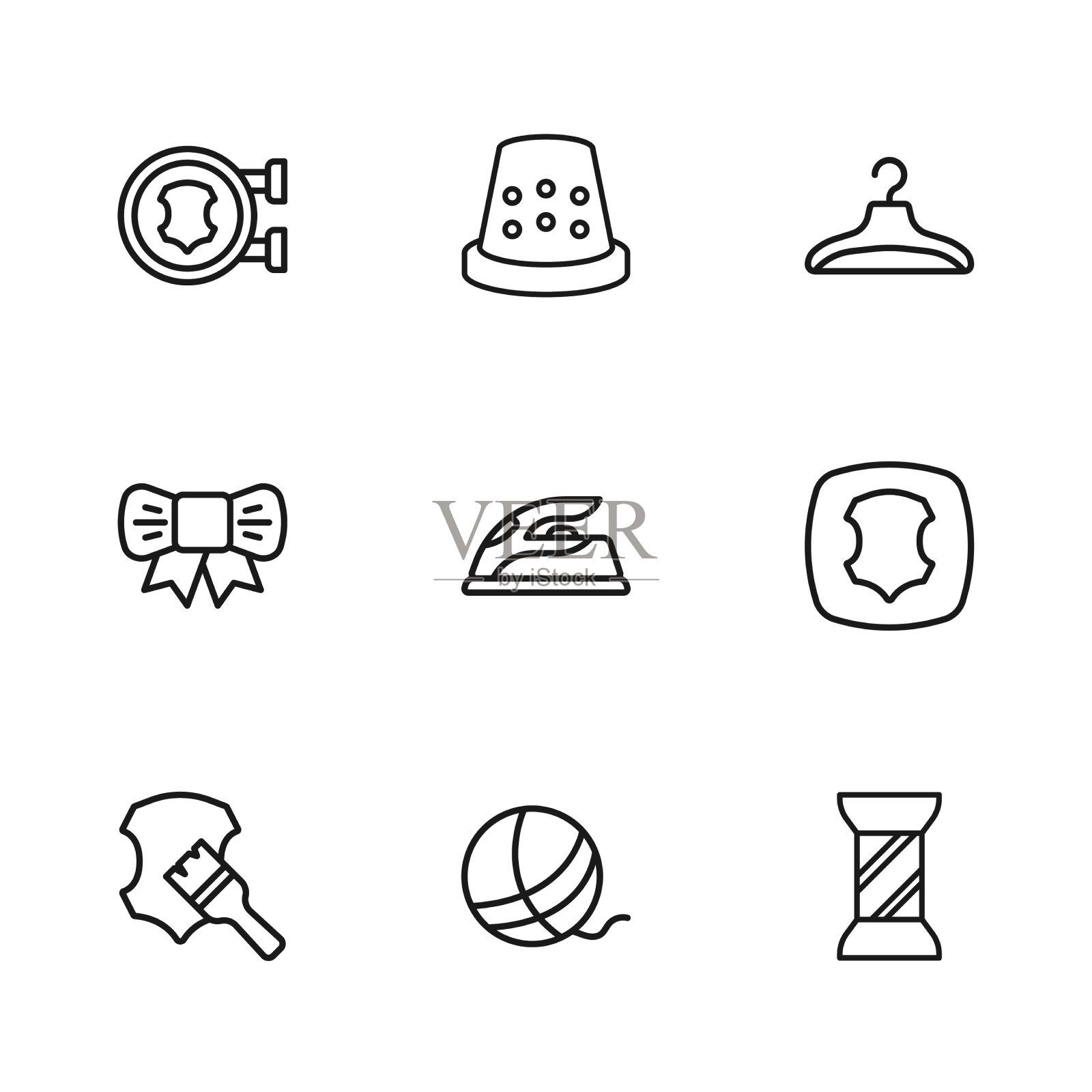 在线轴上设置线纱球皮革缝纫线插画图片素材