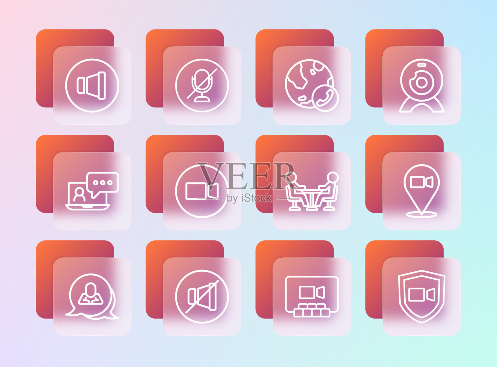 设置在线网络摄像头静音麦克风会议视频插画图片素材