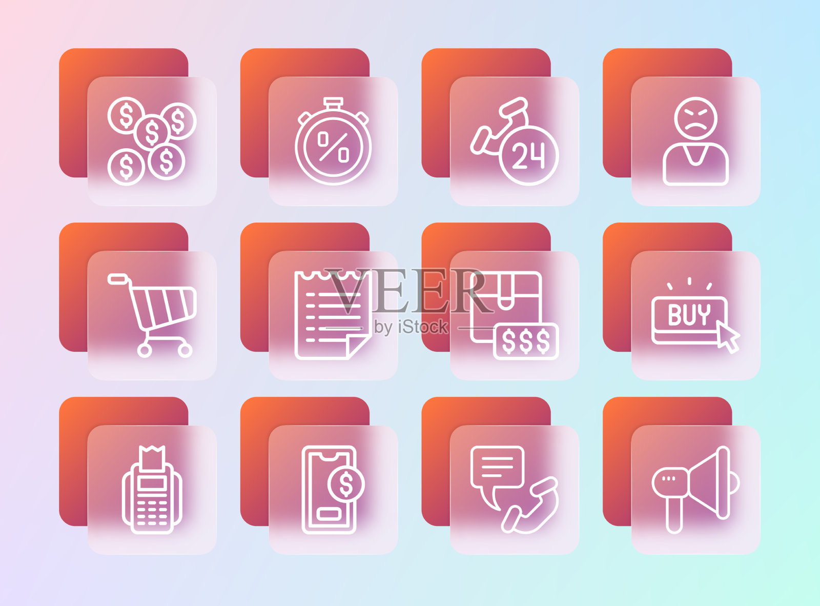 在愤怒的顾客手机上设置美元项目插画图片素材