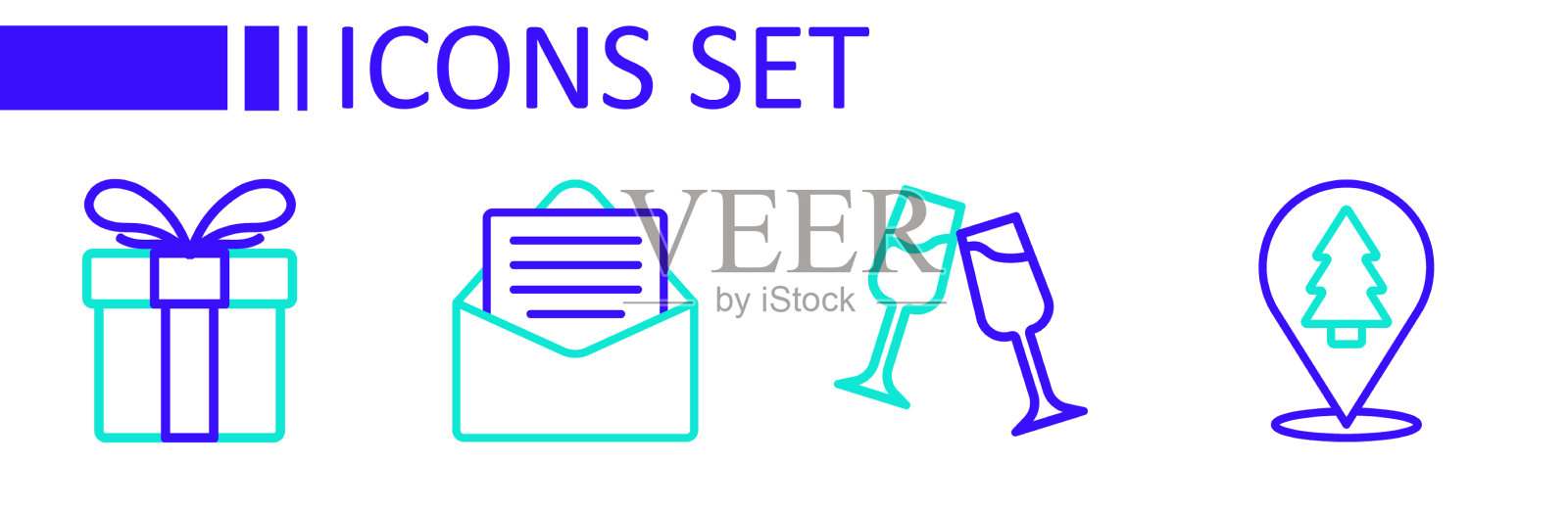 圣诞树上的香槟插画图片素材