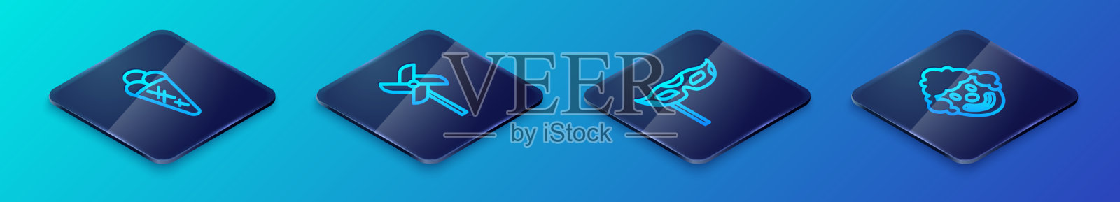 设定等距线节日面膜冰淇淋中插画图片素材