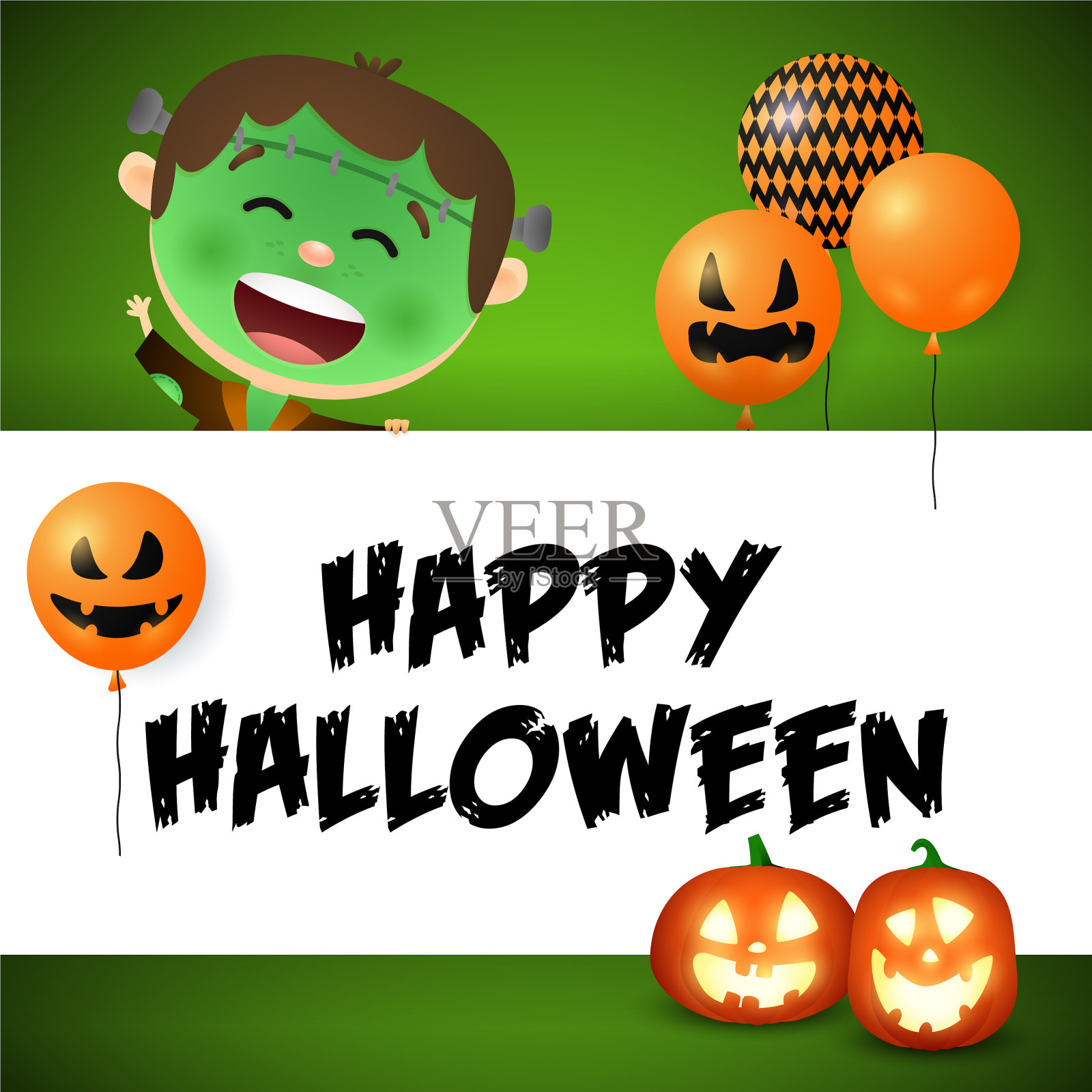 万圣节僵尸海报设计快乐插画图片素材