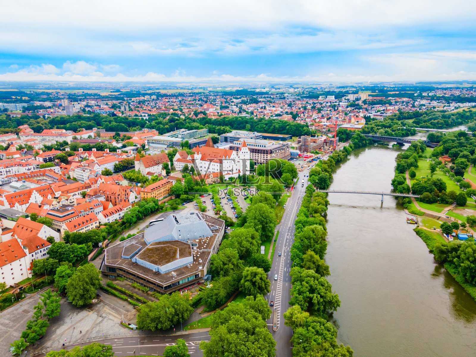 英戈尔施塔特老城区鸟瞰图照片摄影图片