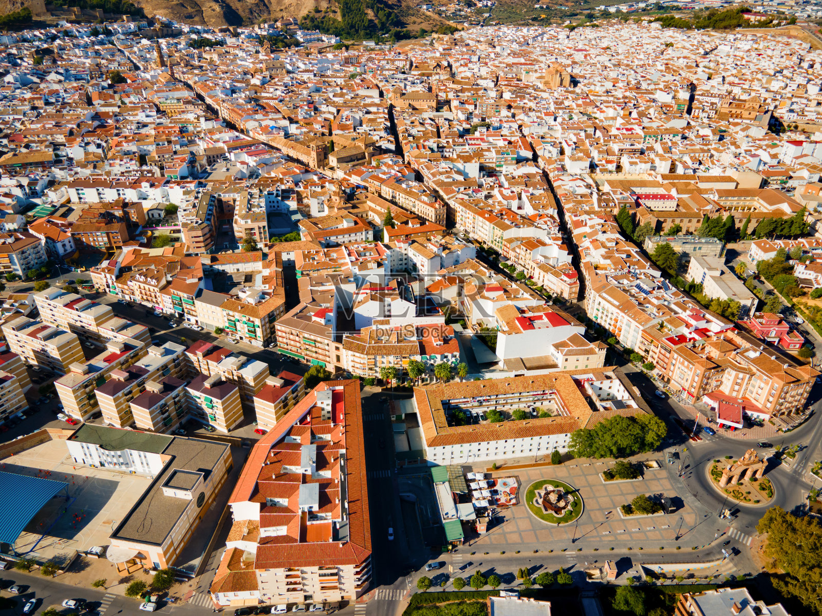 西班牙安特奎拉市鸟瞰图照片摄影图片
