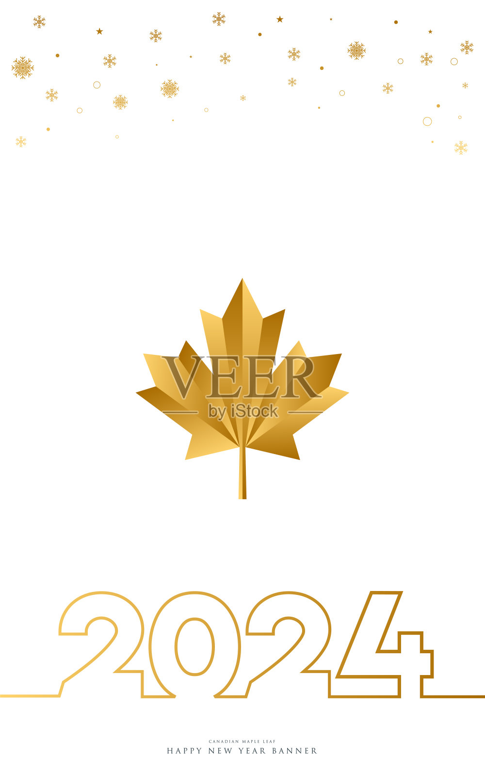 加拿大概念,2024年。新年快乐。抽象数字矢量插图。节日设计贺卡,邀请,日历等矢量股票插图插画图片素材