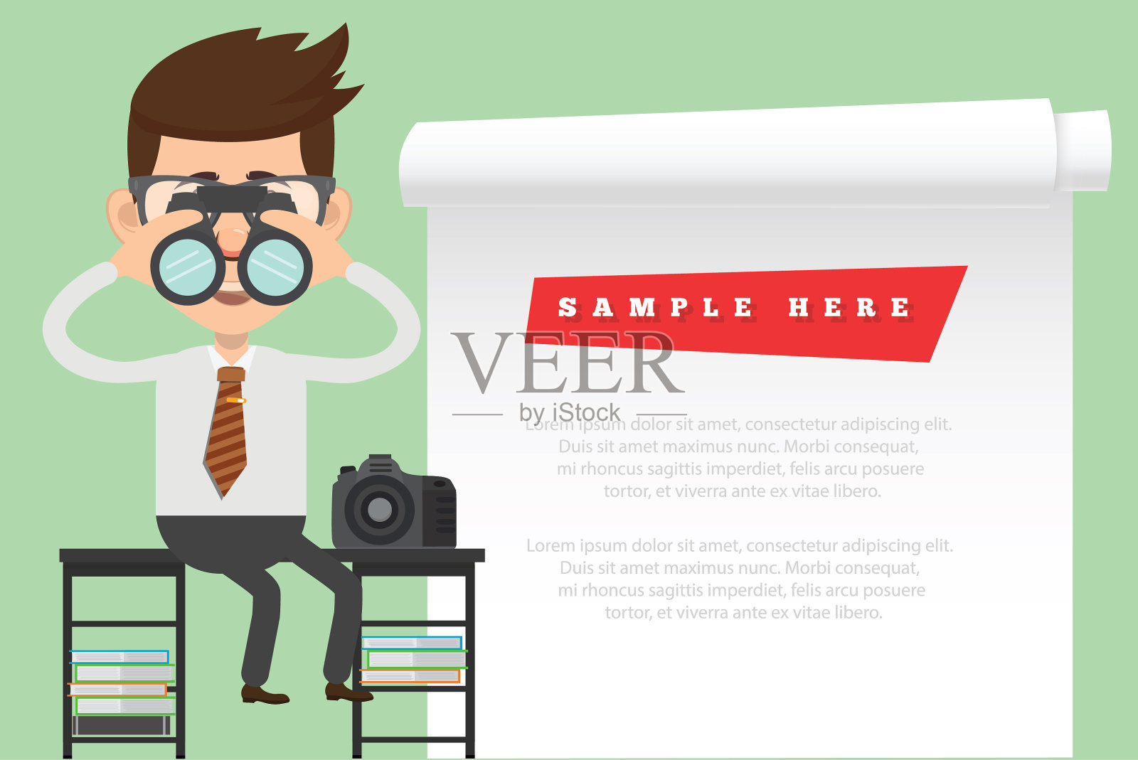 商人和白皮书的文本矢量设计插画图片素材