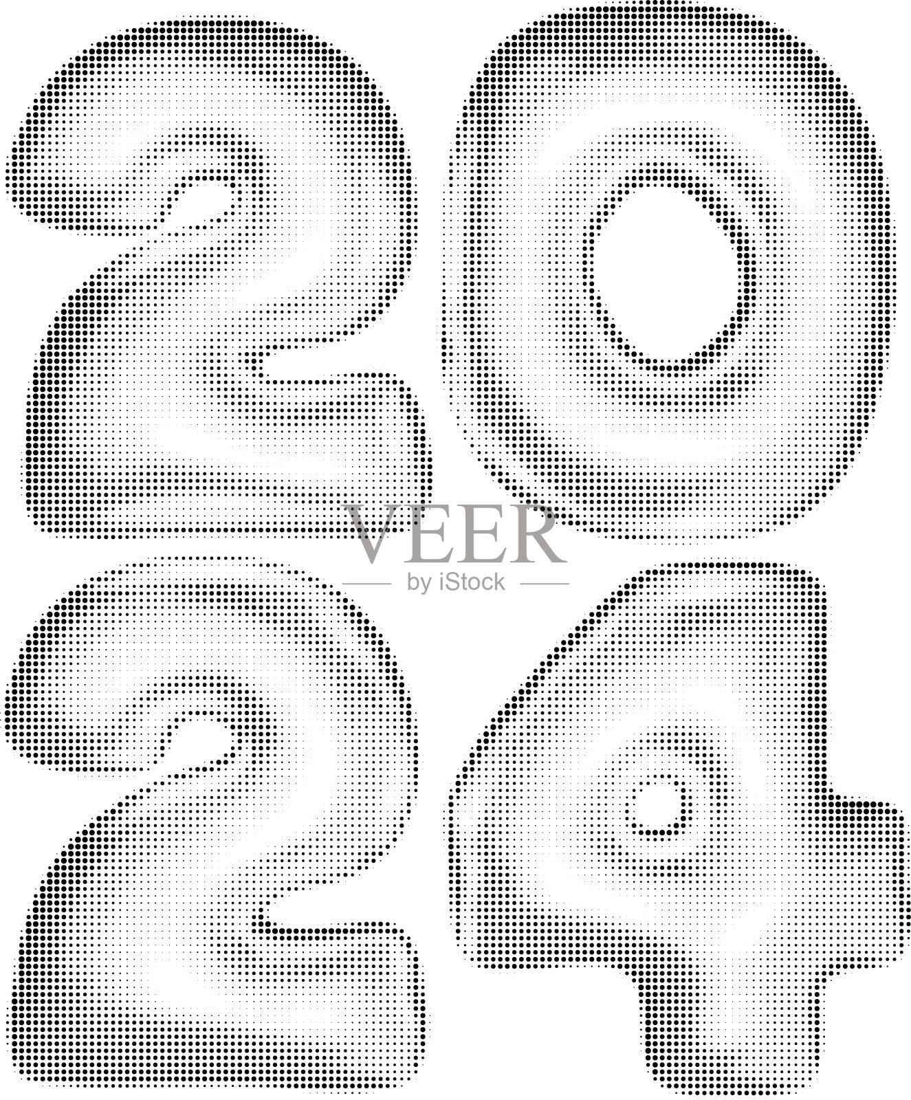 2024年半色调新年插画图片素材