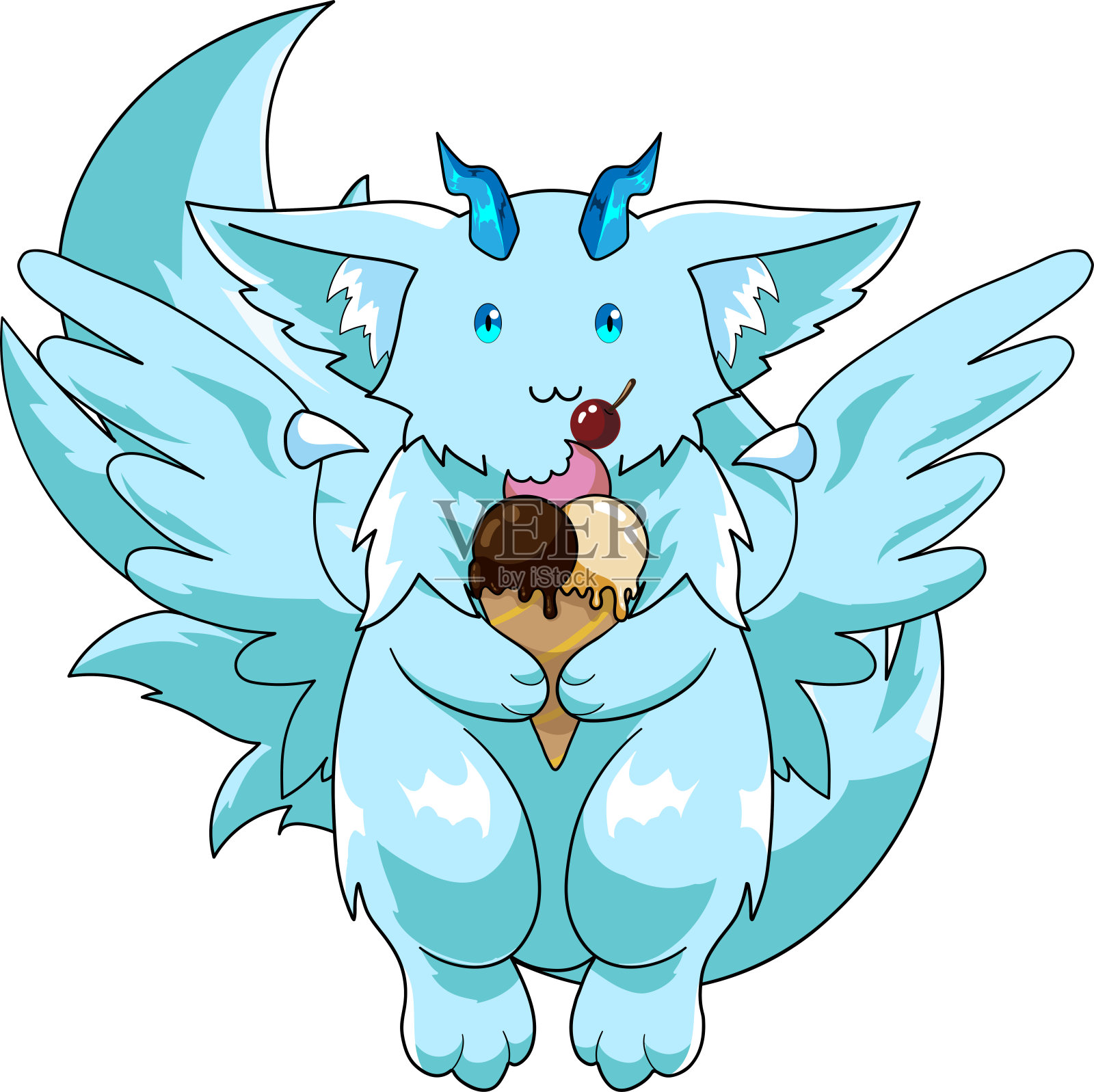 可爱的冰龙插画图片素材
