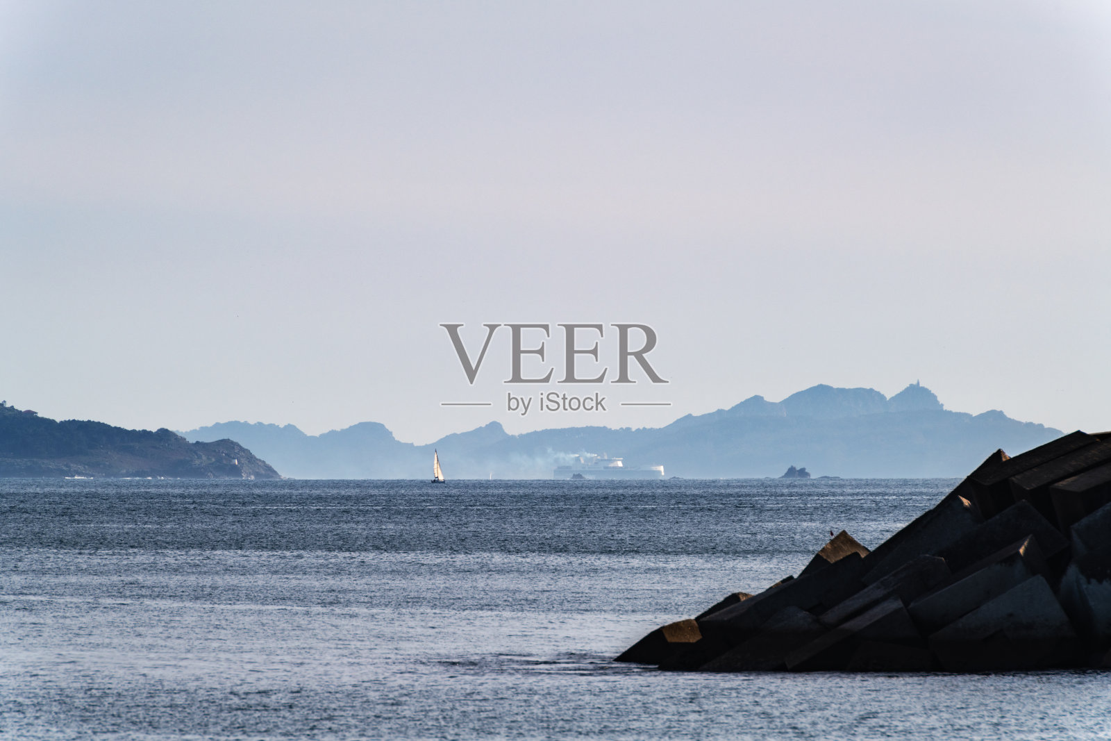 西班牙加利西亚的帆船和西西群岛照片摄影图片