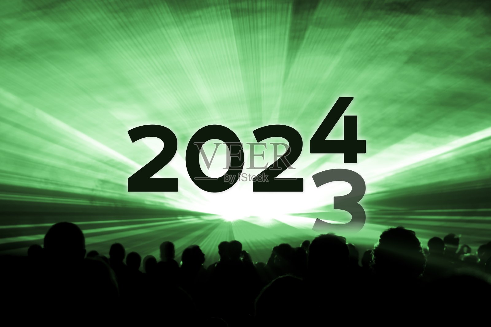 2023年初2024绿色激光表演派对照片摄影图片