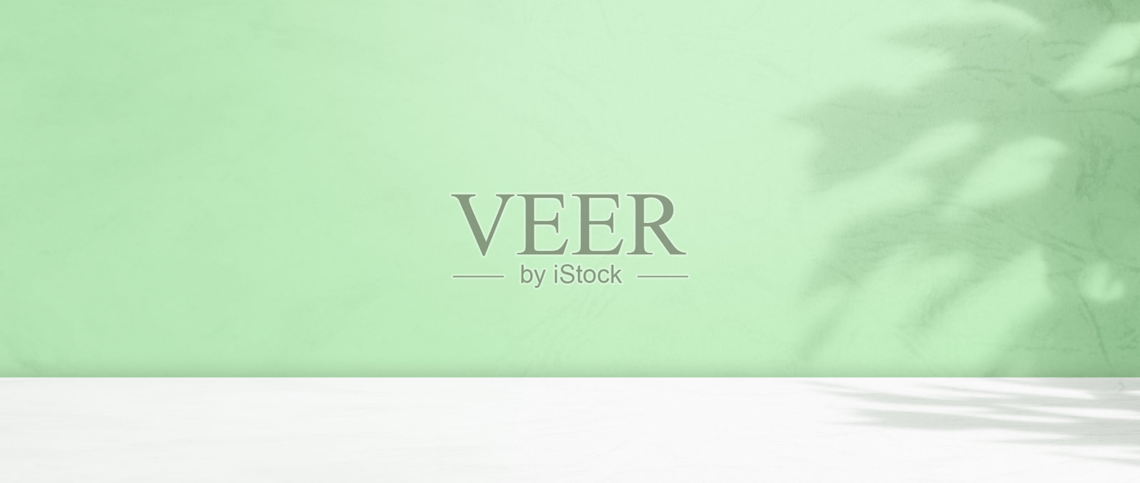 绿色背景夏季餐桌产品墙壁上的阴影,抽象的叶子光覆盖柔和的热带工作室房间背景讲台空地板厨房梯度3d Bg背景表面纹理模型照片摄影图片