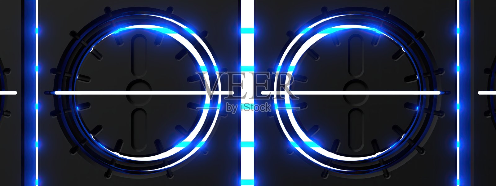 蓝色黑色发光科幻圆环线条3D渲染图照片摄影图片