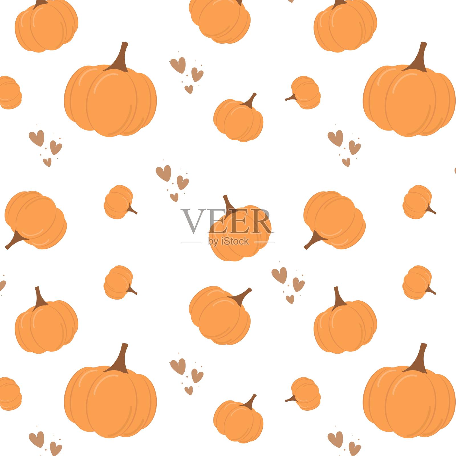 可爱的南瓜心万圣节无缝图案插画图片素材