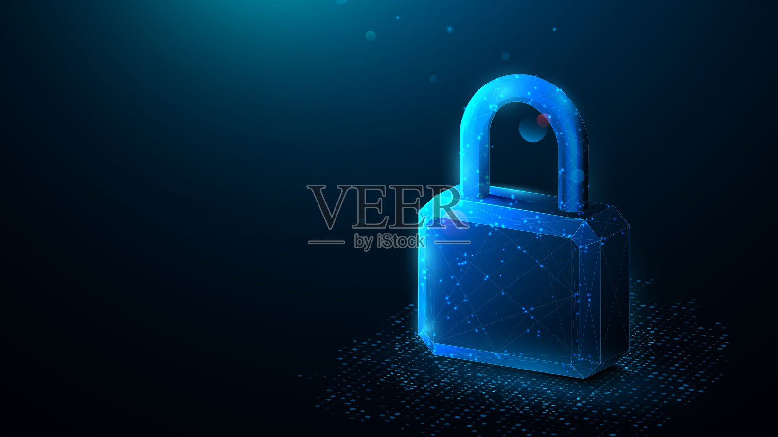 挂锁。网络安全技术。锁的象征。低多边形和线连接在一个蓝色的背景。说明向量插画图片素材