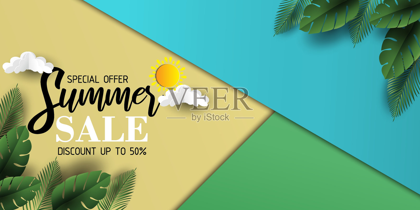 抽象的夏季销售背景横幅,宣传册或社交媒体帖子插画图片素材