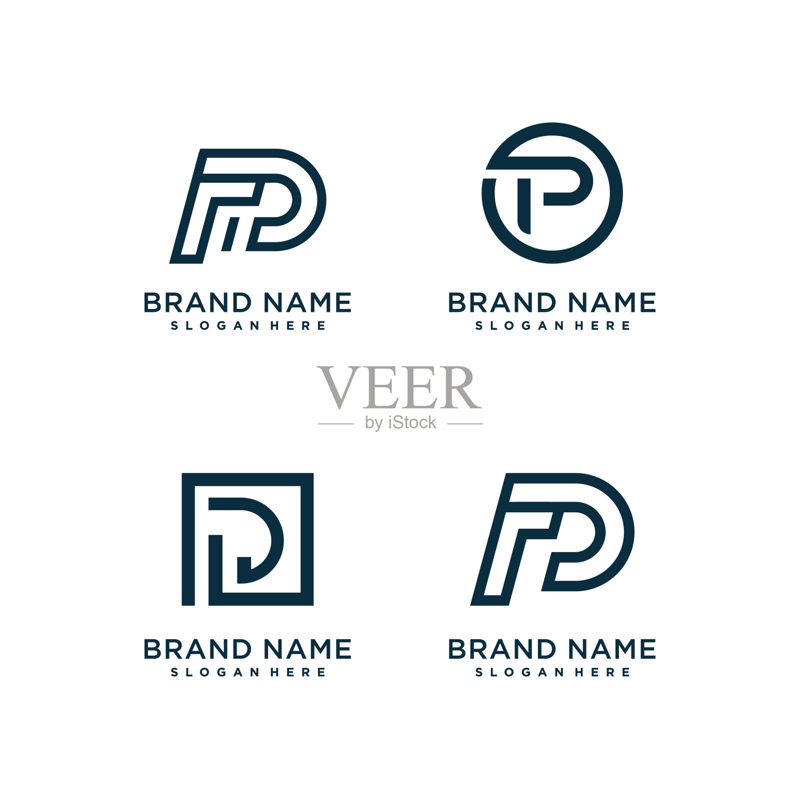 字母P标志设计向量具有现代创意风格的概念插画图片素材