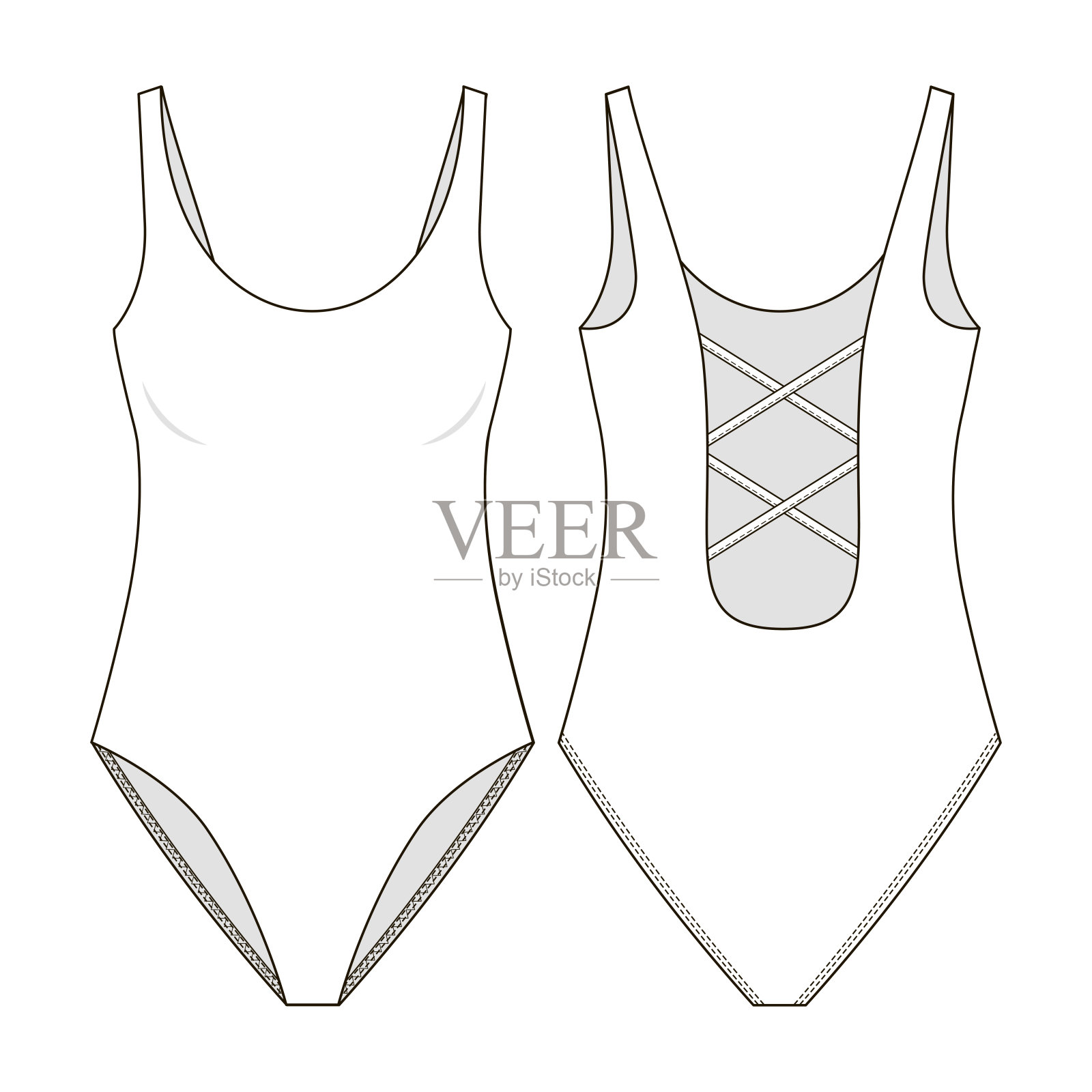 连体泳衣插画图片素材