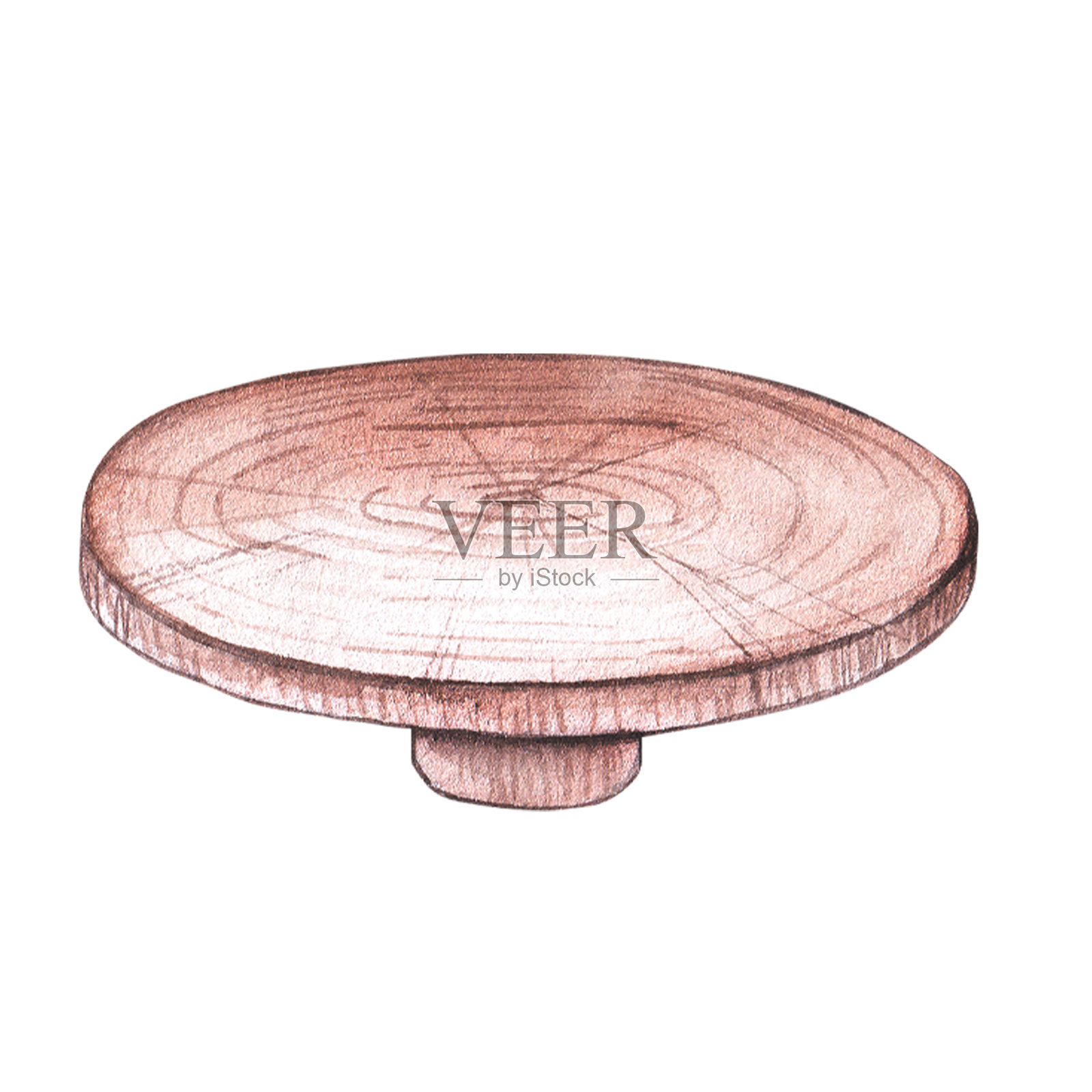 水彩手绘木材锯切蛋糕插画图片素材