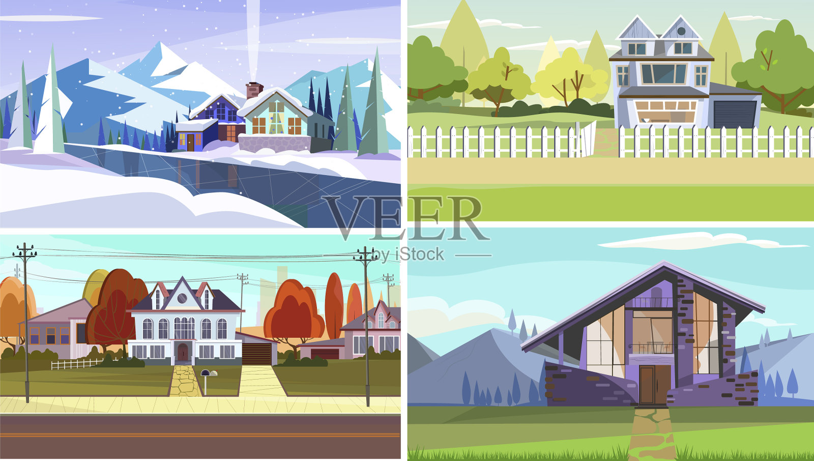 房子是平的插画图片素材