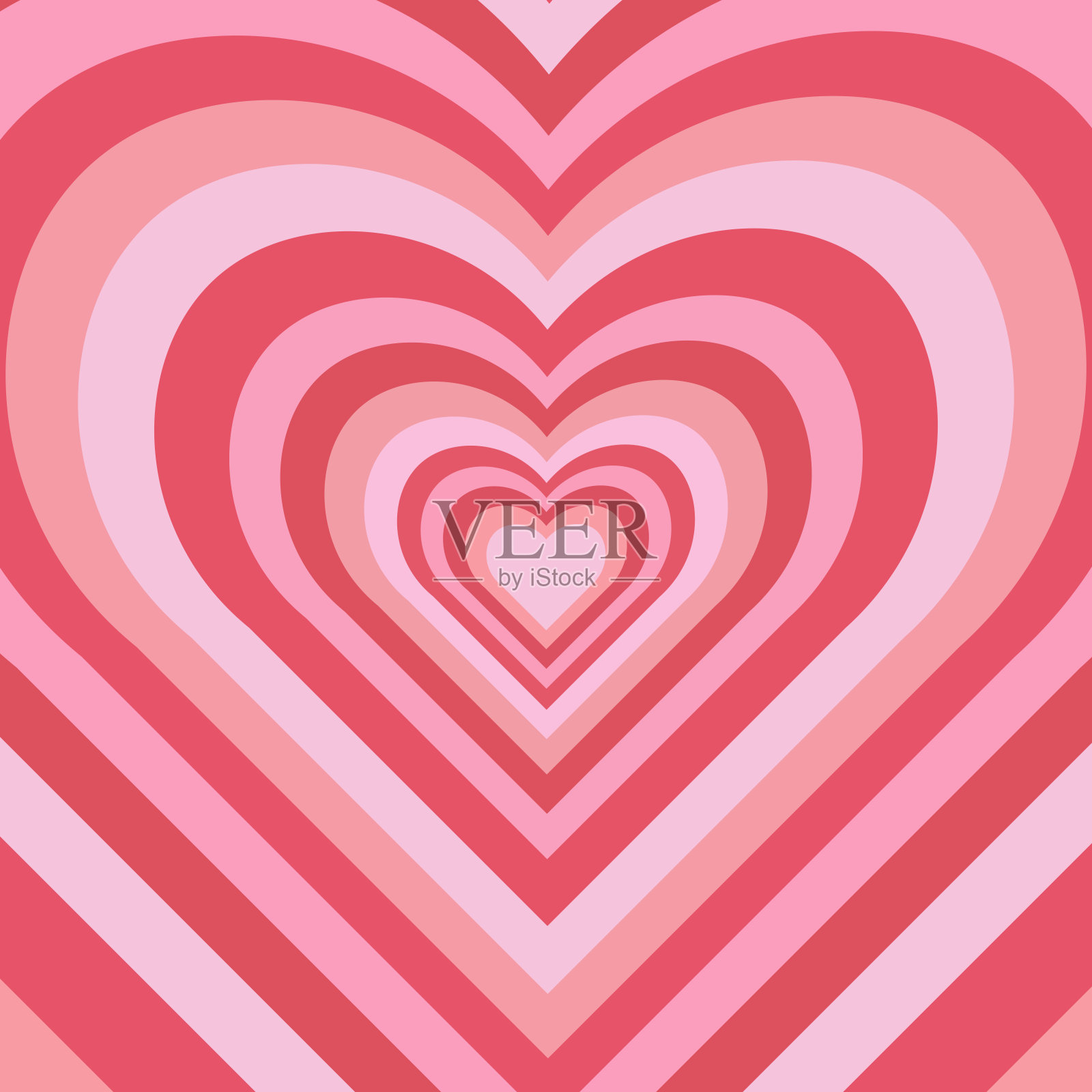 复古迷幻隧道浪漫爱心粉色背景插画图片素材