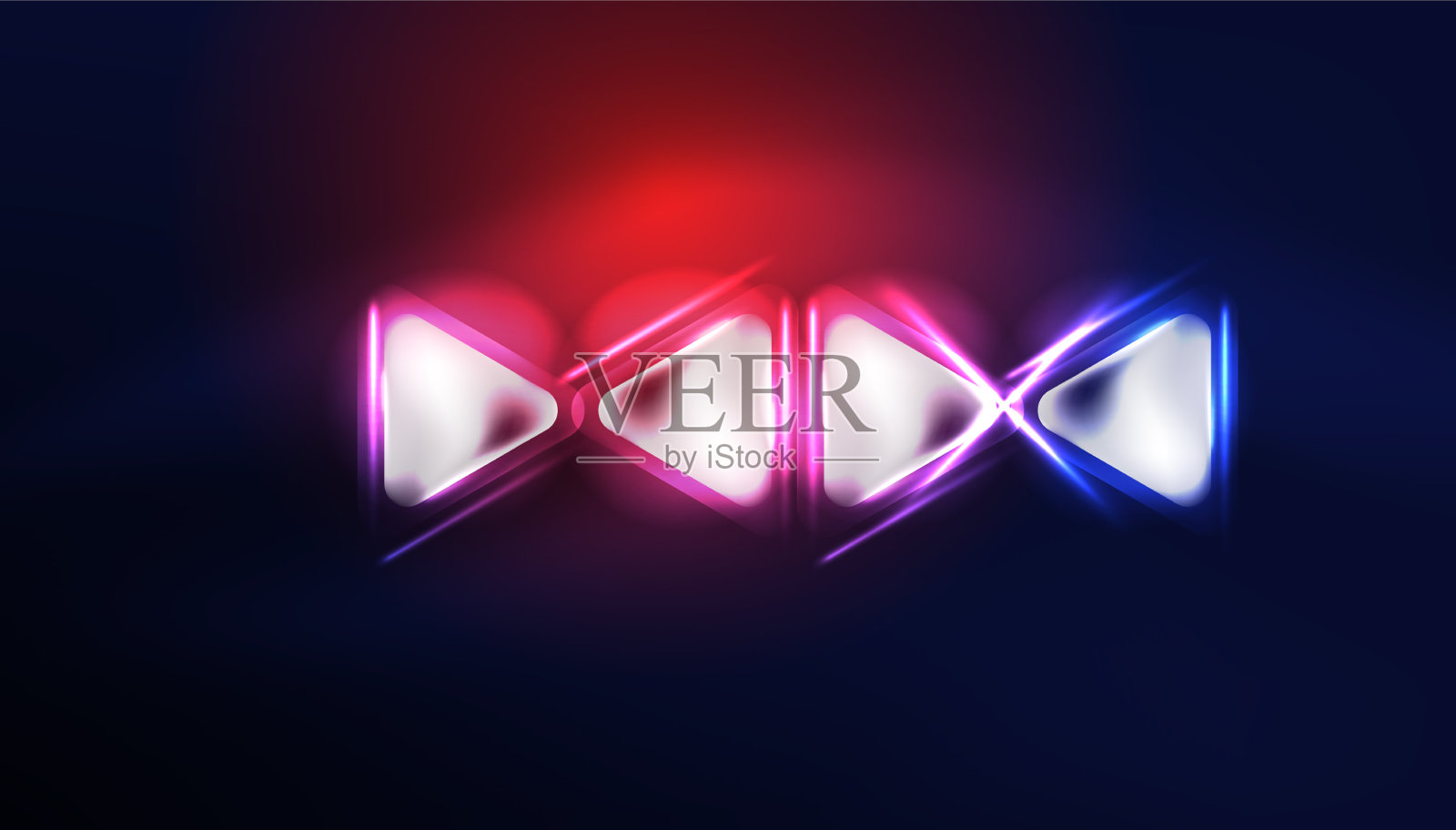 高科技霓虹灯三角形与灯光效果插画图片素材