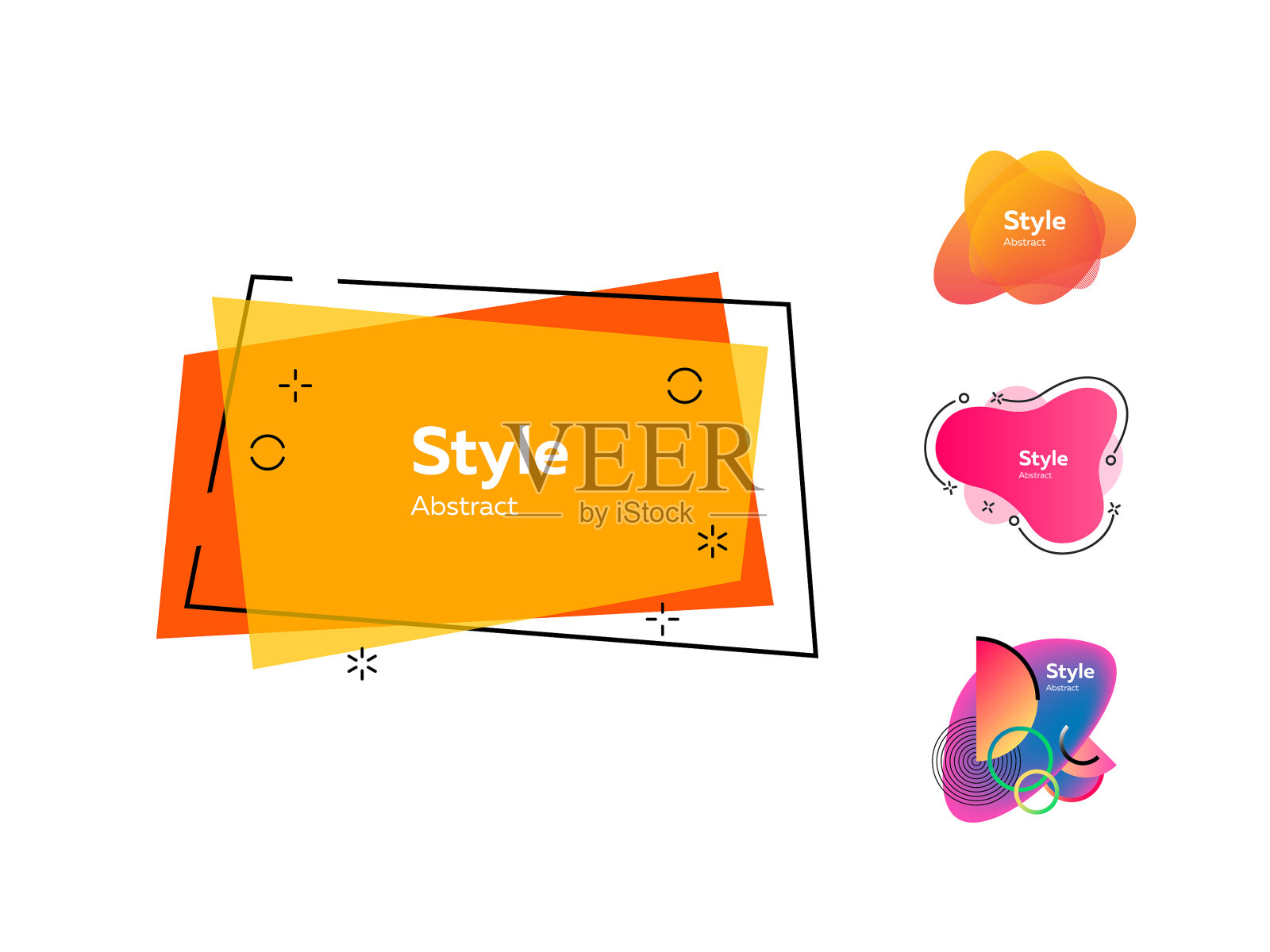 明亮的抽象徽章套装插画图片素材