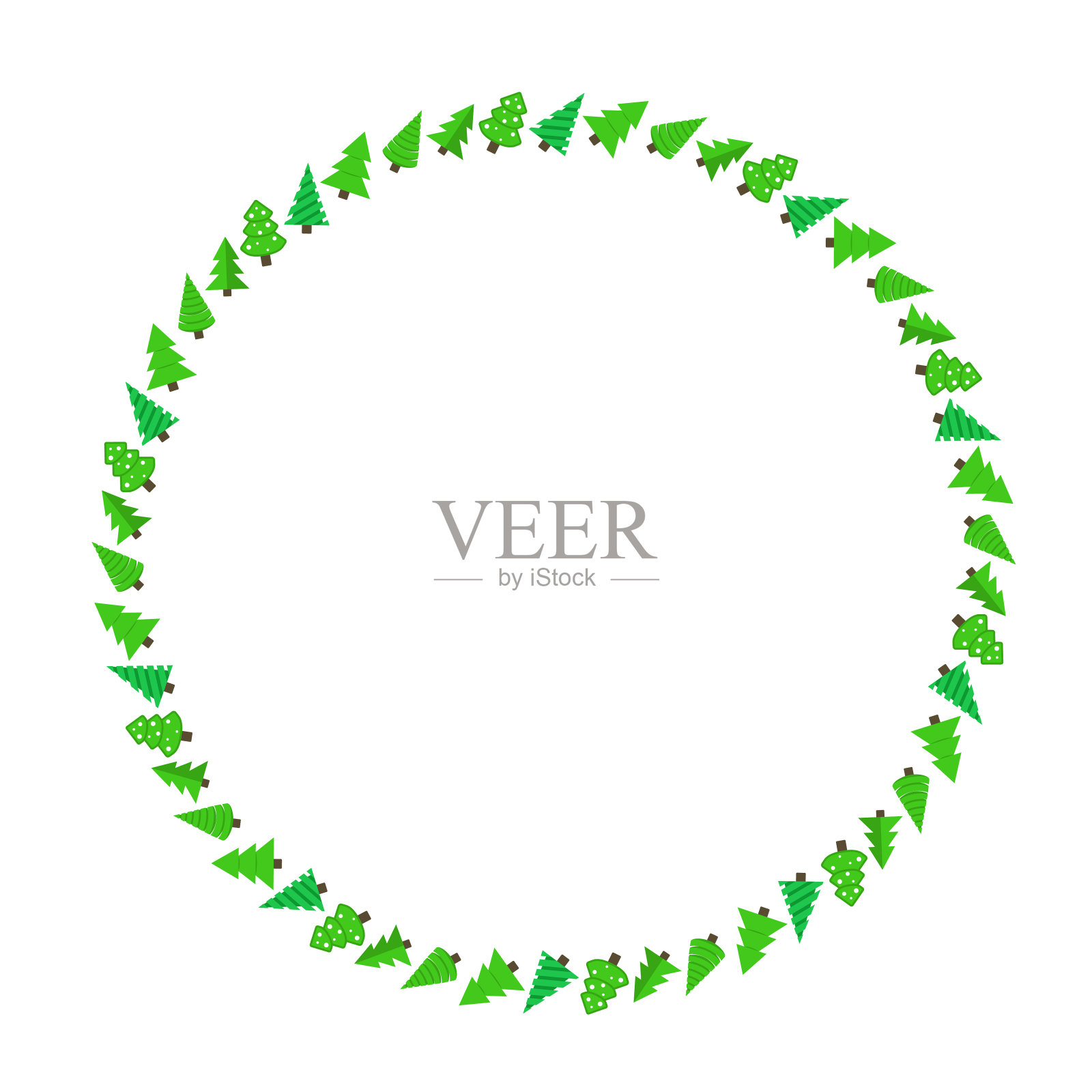 抽象圣诞树艺术画节日圆框插画图片素材