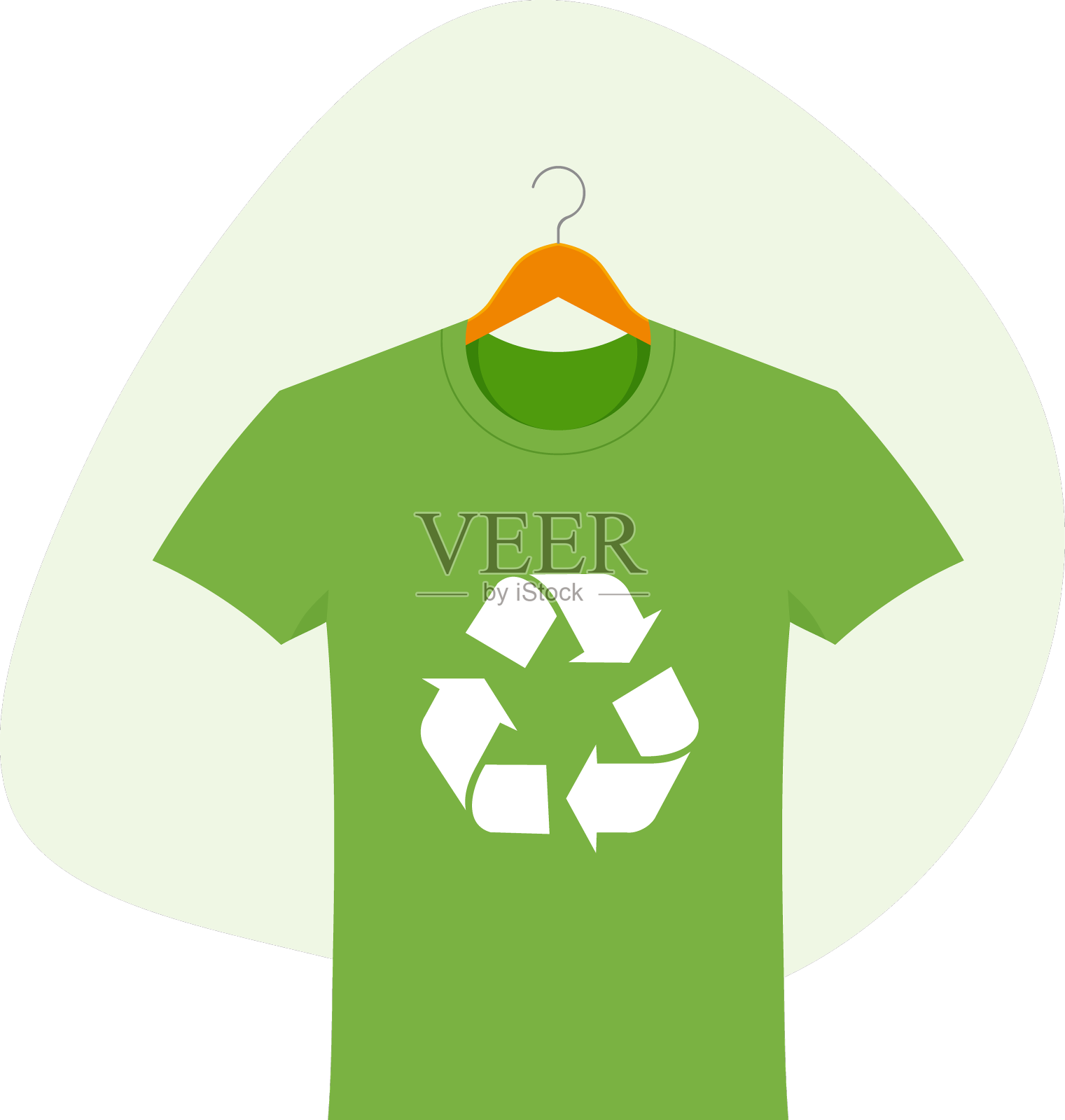 衣架上有回收标志的t恤设计元素图片