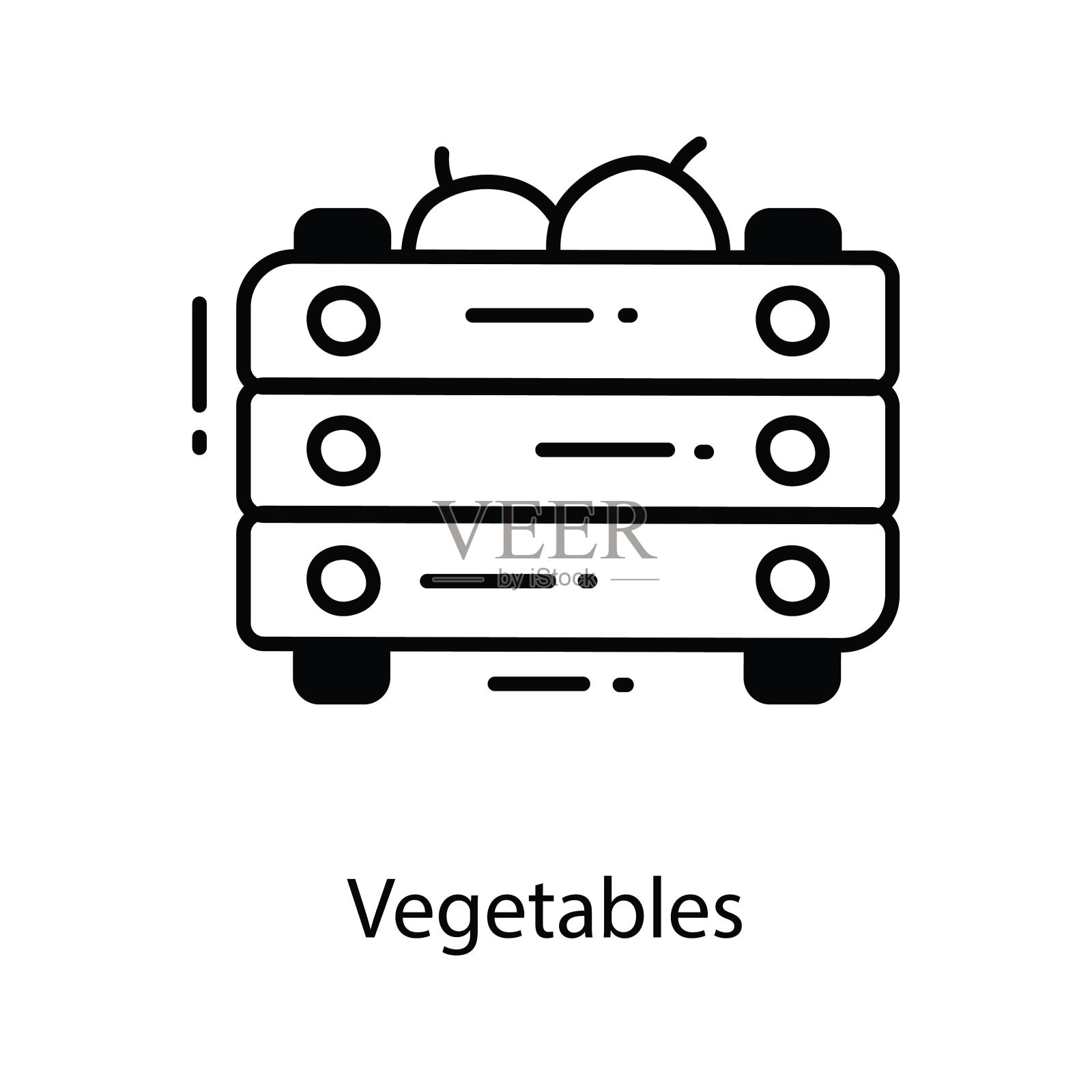 蔬菜涂鸦图标设计插图。农业符号在白色背景EPS 10文件插画图片素材