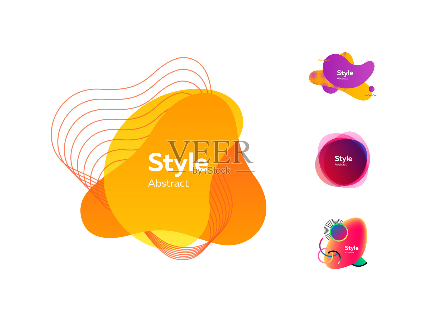 多色动态形状的横幅设置插画图片素材