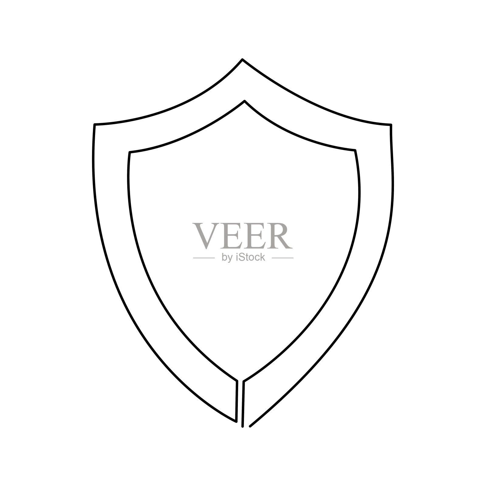 在白色背景上绘制连续线条的盾牌。插画图片素材