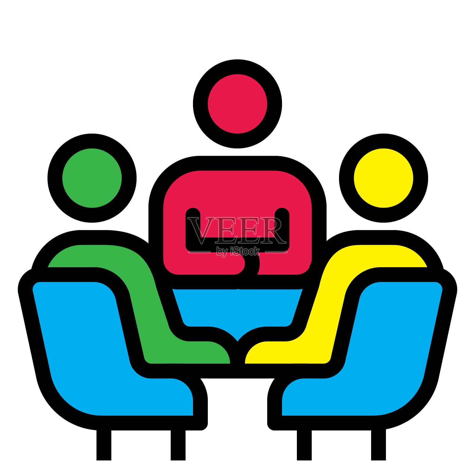 采访图标矢量插图,团队合作,商人插画图片素材